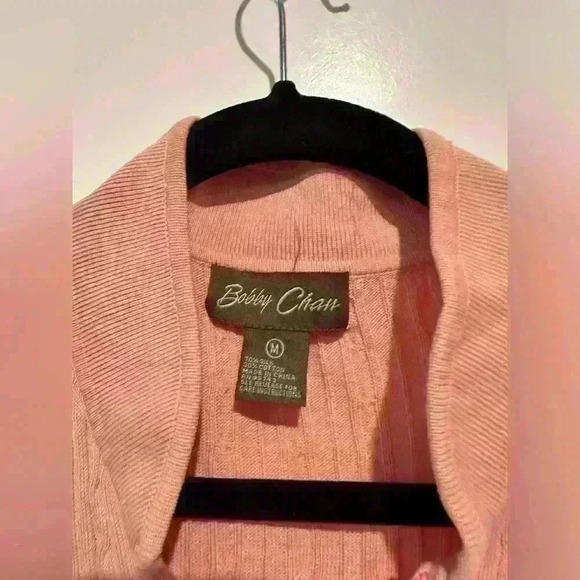 Bobby Chan Peach Sleeve-less Zip-up Sweater Sz M - Picture 3 of 4